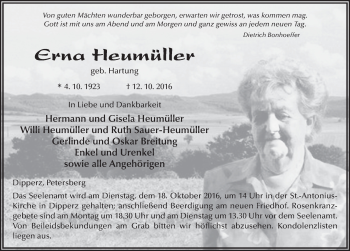 Traueranzeige von Erna Heumüller 