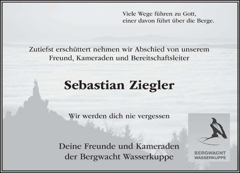  Traueranzeige für Sebastian Ziegler vom 07.10.2016 aus 