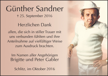 Traueranzeige von Günther Sandner 