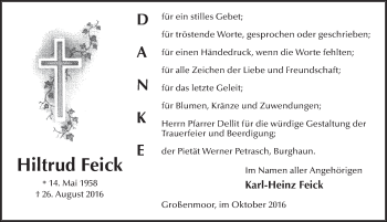 Traueranzeige von Hiltrud Feick 