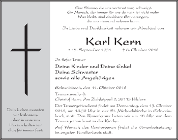 Traueranzeige von Karl Kern 