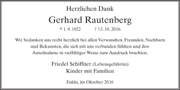 Traueranzeige von Gerhard Rautenberg 