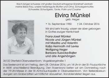 Traueranzeige von Elvira Münkel 
