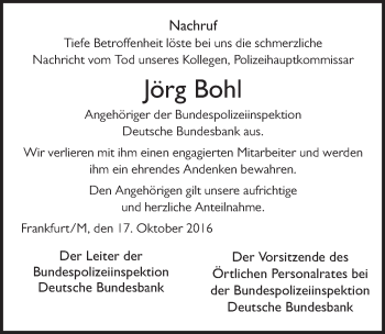 Traueranzeige von Jörg Bohl 