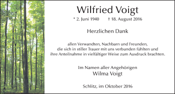 Traueranzeige von Wilfried Voigt 