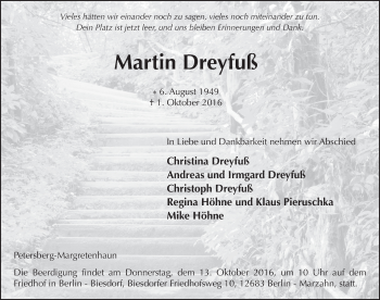 Traueranzeige von Martin Dreyfuß 