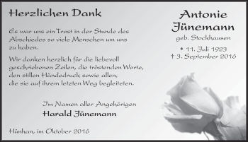 Traueranzeige von Antonie Jüneman 