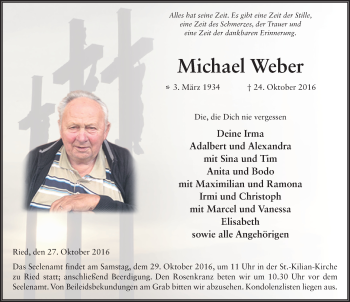 Traueranzeige von Michael Weber 