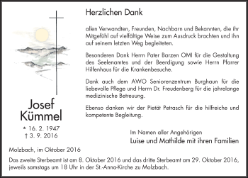 Traueranzeige von Josef Kümmel 