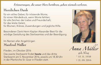 Traueranzeige von Anna Müller 