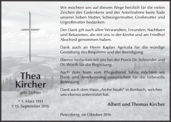 Traueranzeige von Thea Kircher 