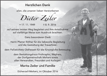 Traueranzeige von Dieter Zeiler 