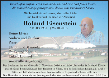 Traueranzeige von Roland Eisenstein 