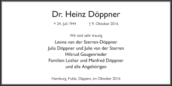 Traueranzeige von Heinz Döppner 