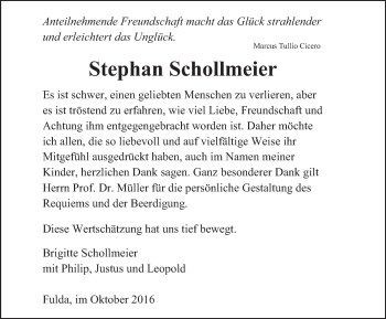 Traueranzeige von Stephan Schollmeier 