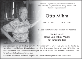 Traueranzeige von Otto Mihm 