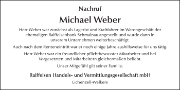 Traueranzeige von Michael Weber 