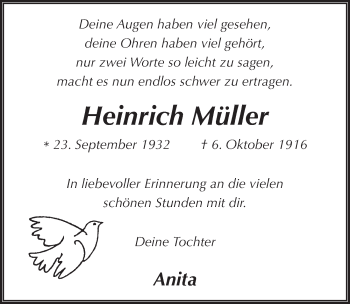 Traueranzeige von Heinrich Müller 