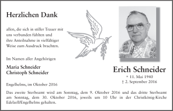 Traueranzeige von Erich Schneider 
