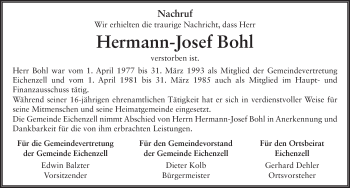 Traueranzeige von Hermann-Josef Bohl 