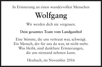 Traueranzeige von Wolfgang Jäger 