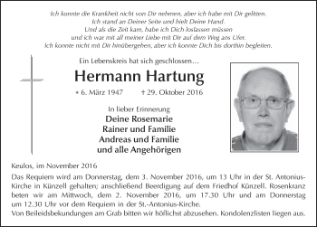 Traueranzeige von Hermann Hartung 
