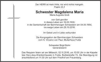 Traueranzeige von Magdalena Maria  