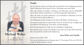 Traueranzeige von Michael Weber 
