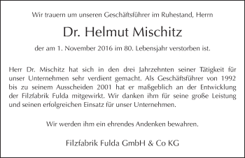 Traueranzeige von Helmut Mischitz 