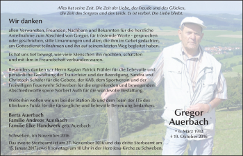 Traueranzeige von Gregor Auerbach 
