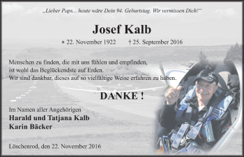 Traueranzeige von Josef Kalb 