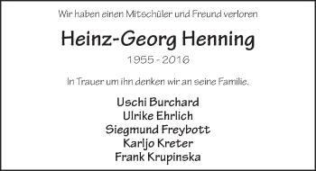 Traueranzeige von Heinz-Georg Henning 