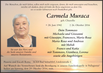 Traueranzeige von Carmela Muraca 