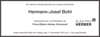 Traueranzeige von Hermann-Josef Bohl 