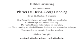 Traueranzeige von Heinz-Georg Henning 
