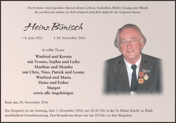 Traueranzeige von Heinz Bönisch 