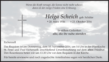 Traueranzeige von Helga Scheich 
