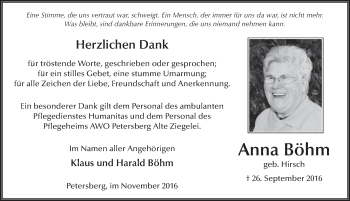 Traueranzeige von Anna Böhm 