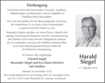 Traueranzeige von Harald Siegel 