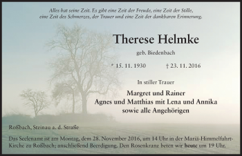 Traueranzeige von Therese Helmke 