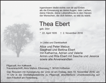 Traueranzeige von Thea Ebert 