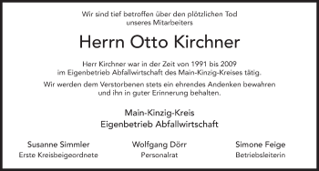 Traueranzeige von Otto Kirchner 