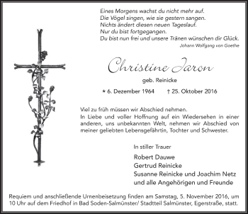 Traueranzeige von Christine Jaron 