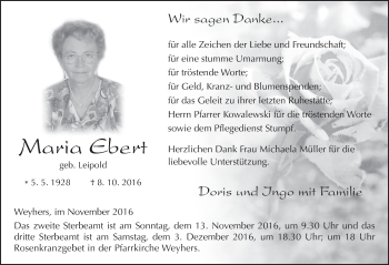 Traueranzeige von Maria Ebert 