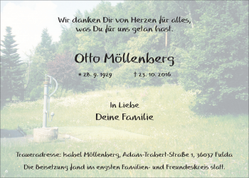 Traueranzeige von Otto Möllenberg 