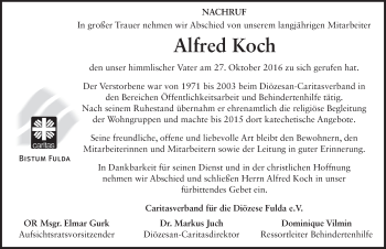 Traueranzeige von Alfred Koch 