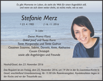 Traueranzeige von Stefanie Merz 