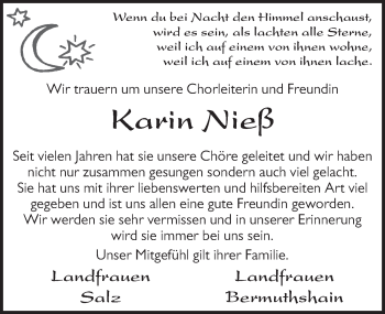 Traueranzeige von Karin Nieß 