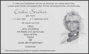 Traueranzeige von Erika Ströher 