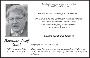 Traueranzeige von Hermann-Josef Gaul 